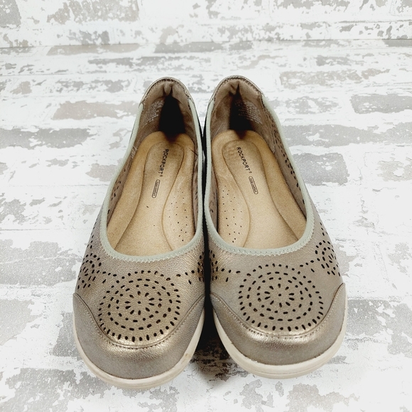 Rockport Daisey Eyelet Leather  Women's  Metallic Slip On Flats C746 - Picture 3 of 11
